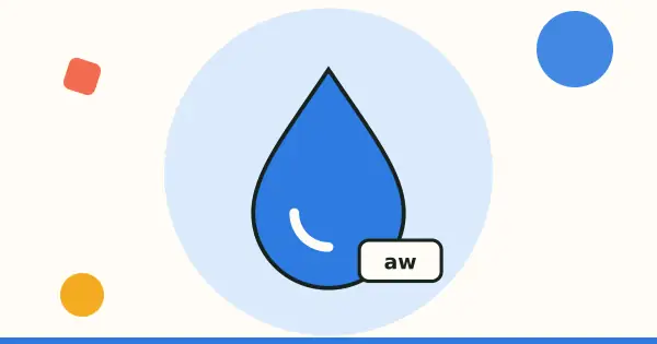 Ilustración: gota de agua con la sigla aw