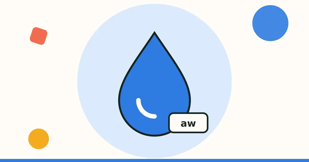 Ilustración: gota de agua con la sigla aw